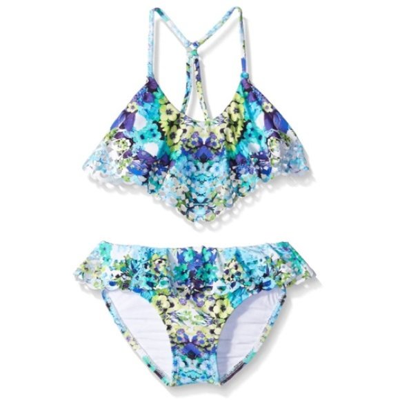 Nanette Lepore Girls Printed Ruffle Bikini